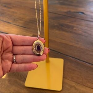 Avon Gold and Purple Pendant Locket Necklace